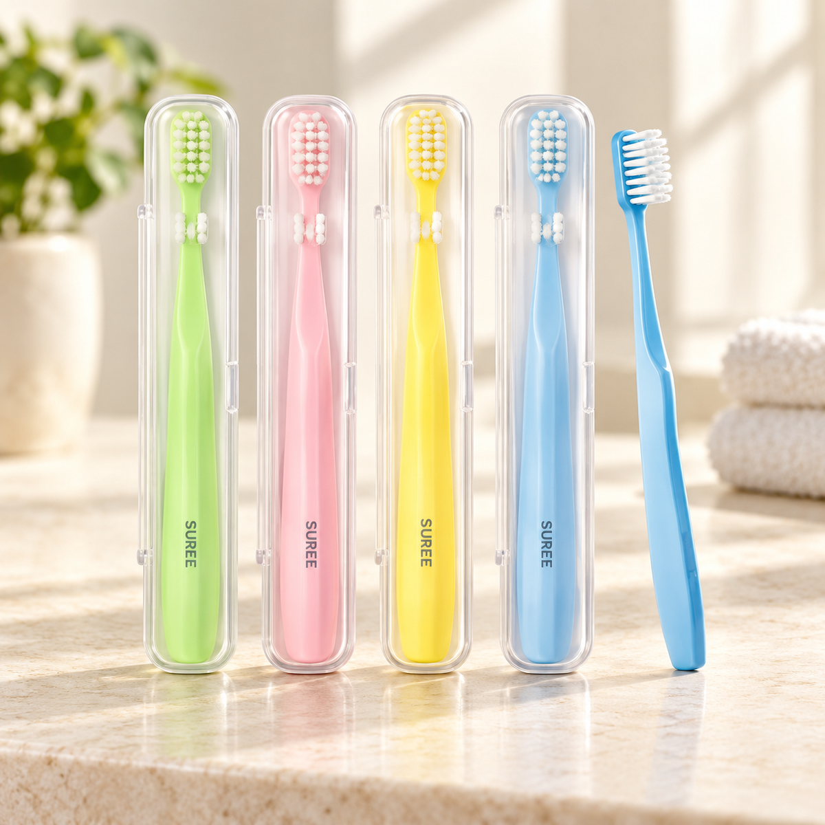 Nevellora Pastel Toothbrushes With Travel Cases