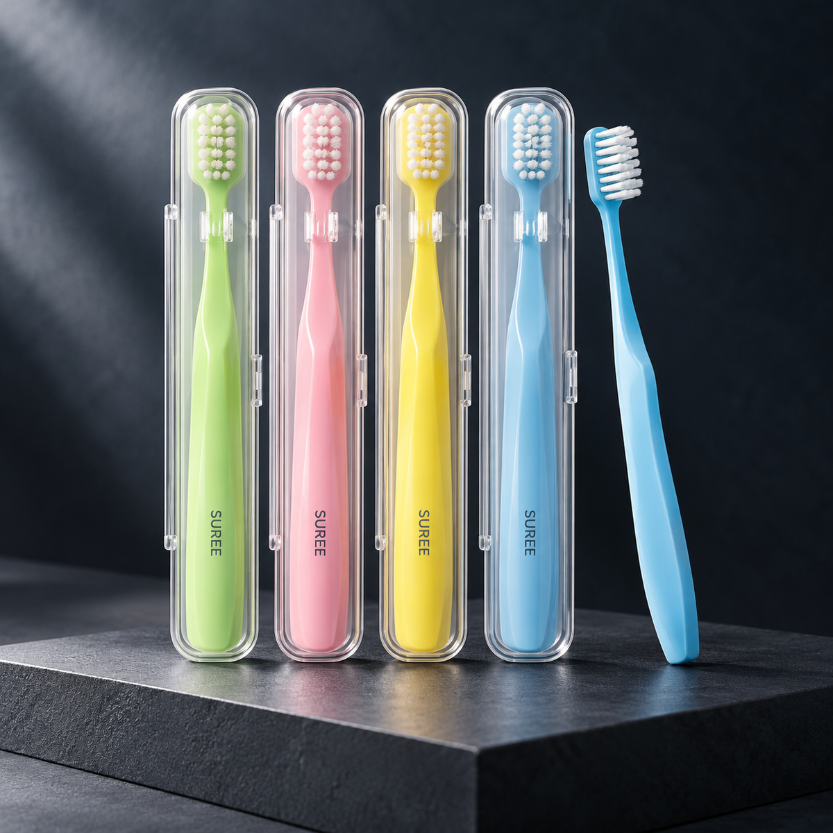 Nevellora Pastel Toothbrushes With Travel Cases